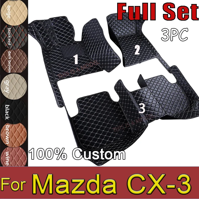 Car Floor Mats For Mazda CX-3 CX3 DK 2016~2022 Leather Luxury Mat Protective Rug Carpet Set Auto Interior Parts Car Accessories