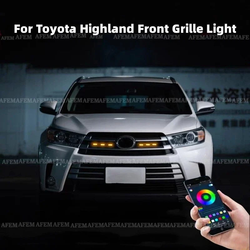 LED Front Grille Light For Toyota Highland Car Daytime Running Light Wheel Eyebrow Lamp 12V