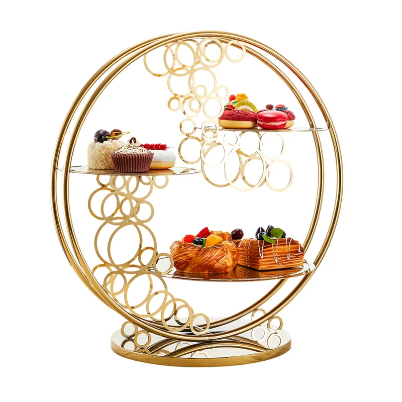 

Factory Support Customized Hotel Buffet Food Display Stand High Quality Luxury Stainless Steel Cake Display Stand