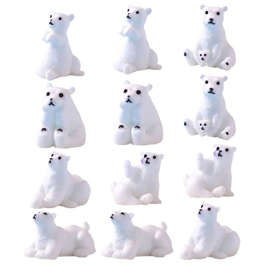 

12Pcs Miniature Resin Bear Ornaments Compact Cartoon Design Garden Home Landscape Decor Bear Figurines Miniature Crafts