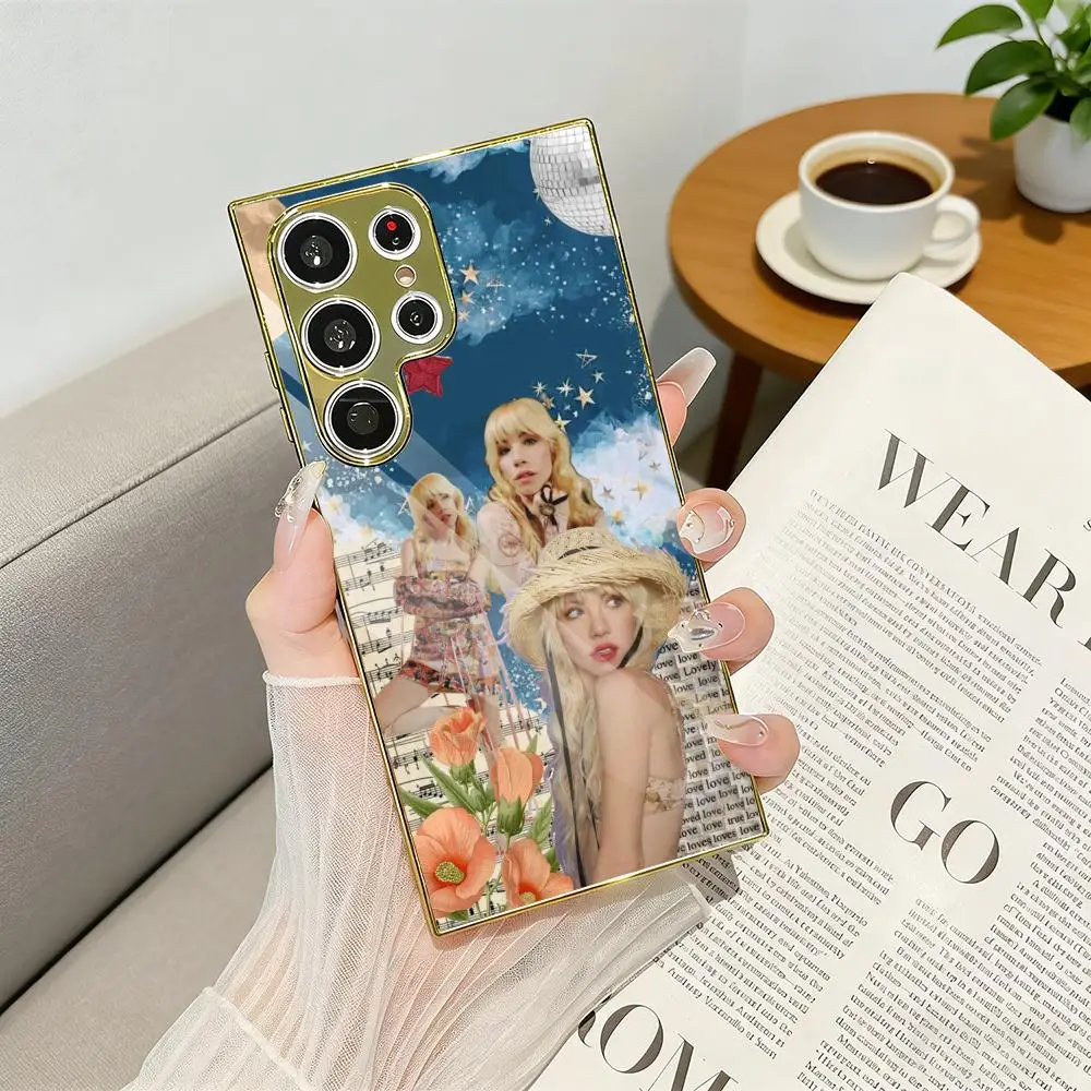 C-Carly Rae J-Jepsen Singer Phone Case Electroplated Metal Frame Case For Samsung Galaxy S25 S24 S23 Ultra Funda