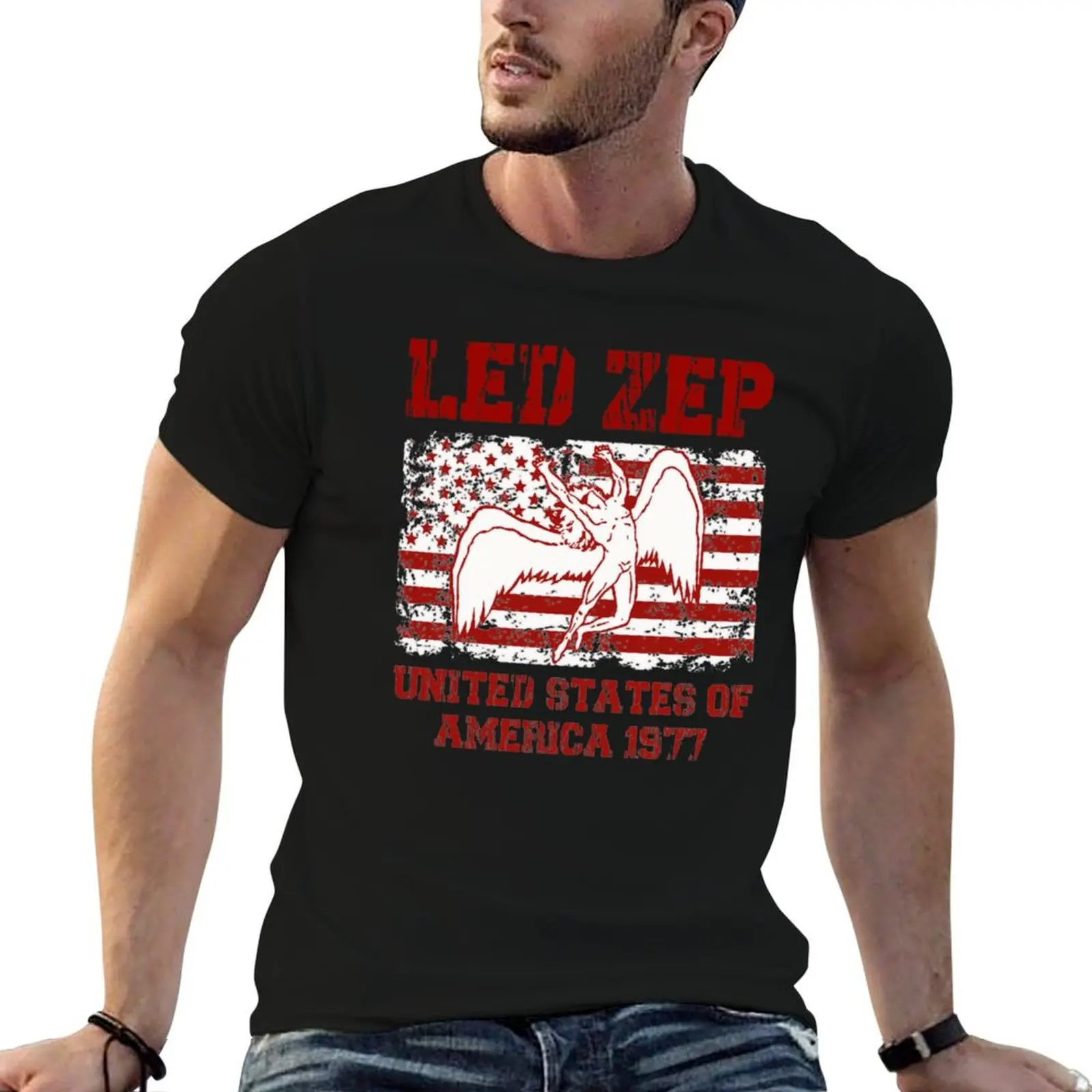 

Led Zep vintage america 1977 T-Shirt cotton t shirts man 100% essential t shirt T-Shirt