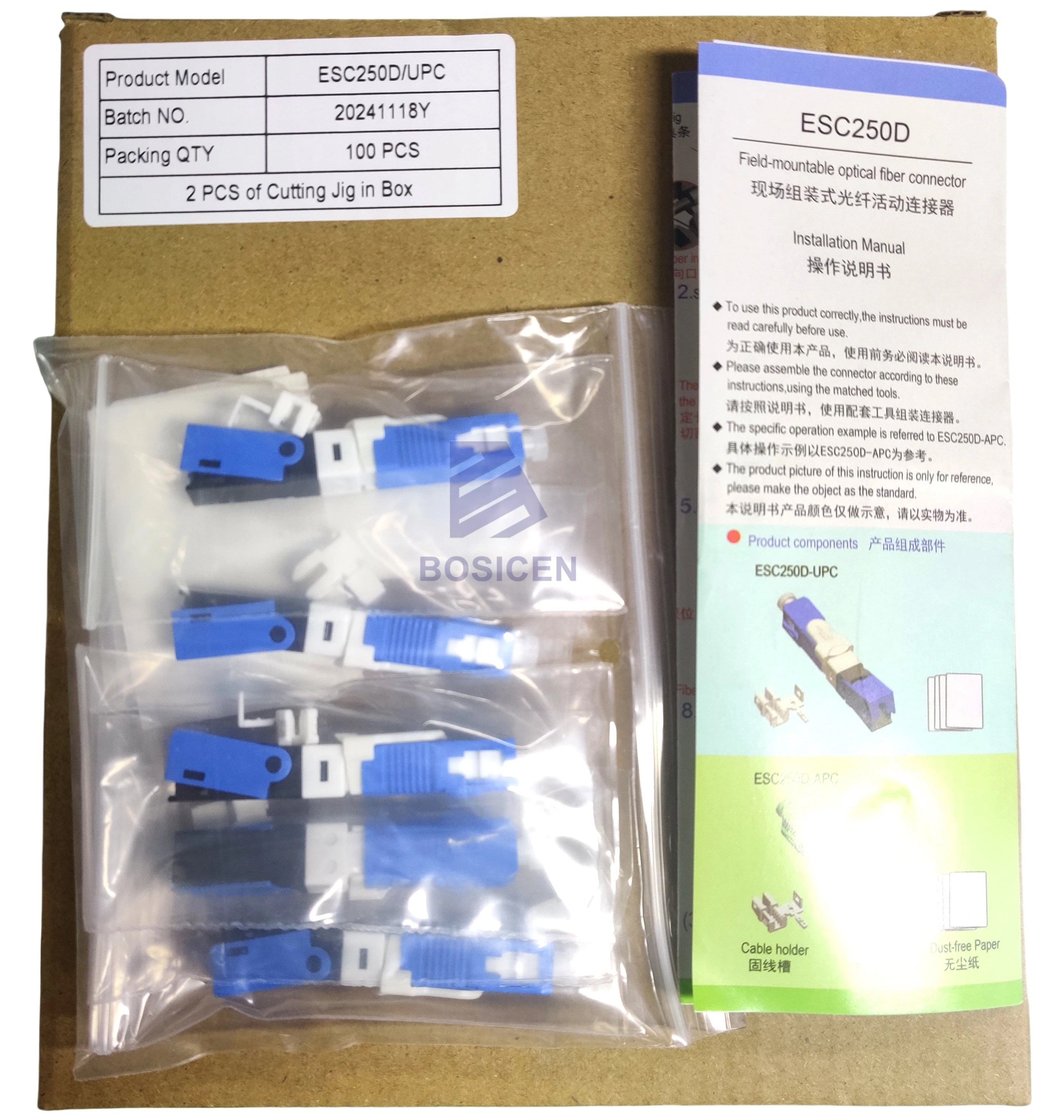 100PCS New Original High Quality UNIKIT FTTH ESC250D SC Single Mode Fast Connector Embedded UPC Carrier Grade Cold Splice Fiber