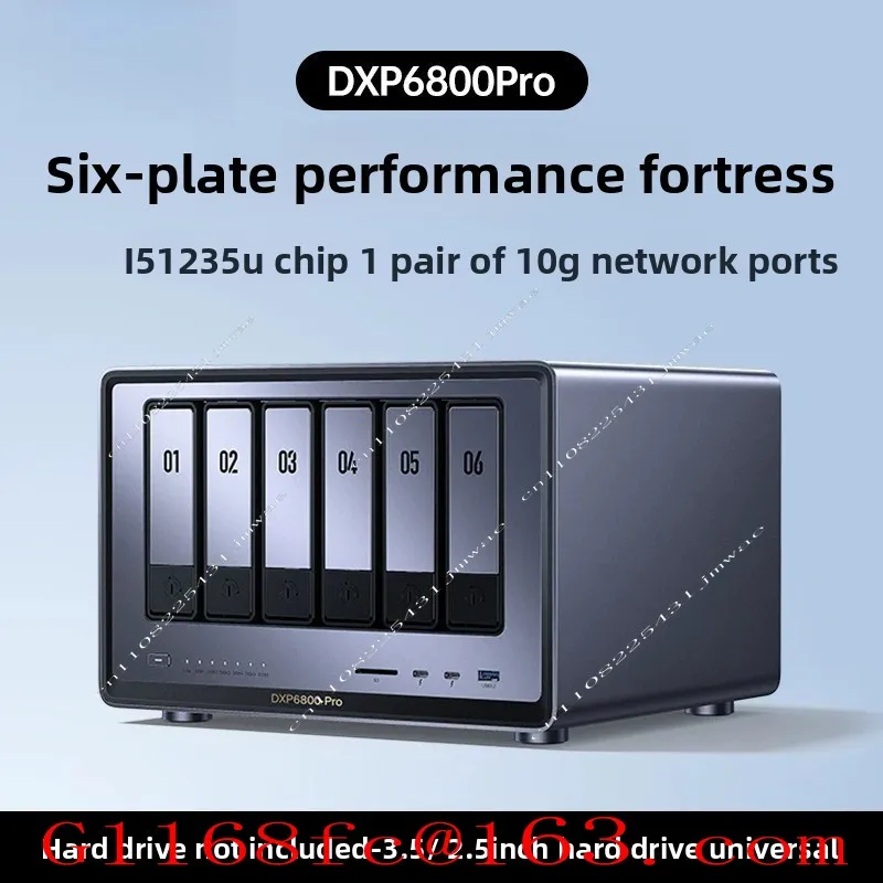 DXP6800 Pro 6 Bracket Desktop NASi5 1235u 10 Core Central Processor 8GB DDR5 Memory 8K HDMI 2 * TBT4 Network Attached Storage
