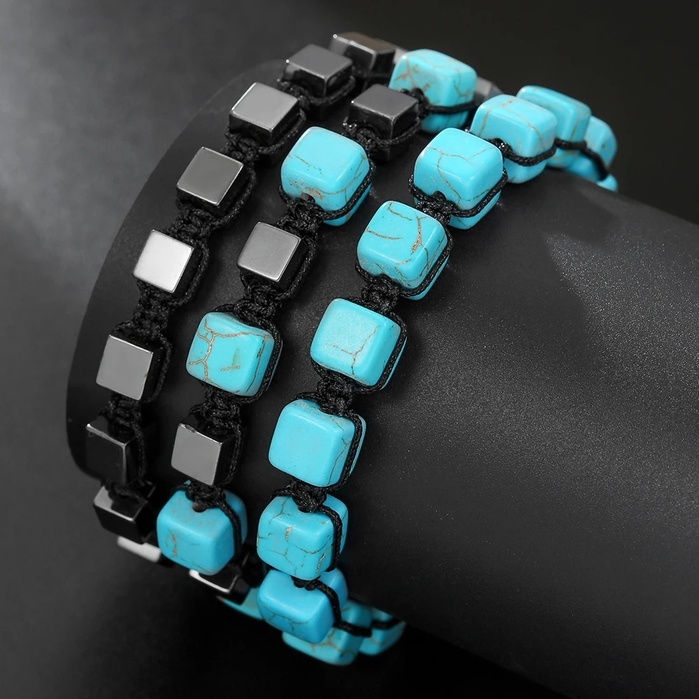 

Retro Blue Black Natural Stone Bracelet For Women Gallstone No-magnetic Hematite Handmade Braided Bracelet Health Jewelry Gifts