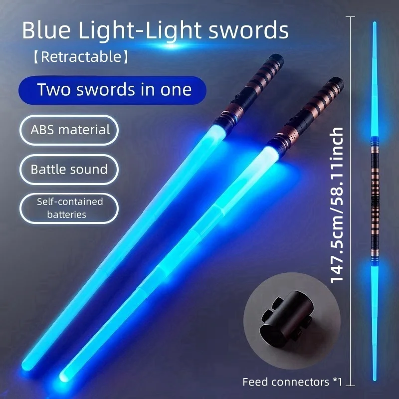 Red/Blue LED Light Up Glow Stick Sword with Sound, Retractable Toy for Kids Party Favors, Birthday Gift 3*AAA Battery Not Includ