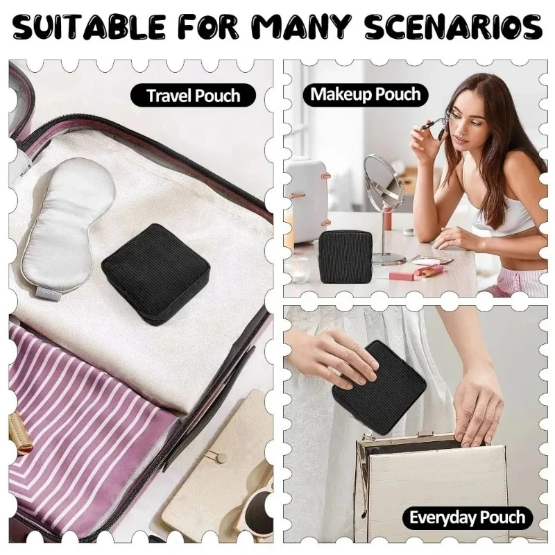 กระเป๋าใส่เครื่องสำอางแบบใหม่ 1 ชิ้น กระเป๋าใส่ผ้าอนามัย กระเป๋าเก็บเครื่องสำอางขนาดเล็ก กระเป๋าจัดระเบียบสำหรับเดินทางสำหรับผู้หญิง