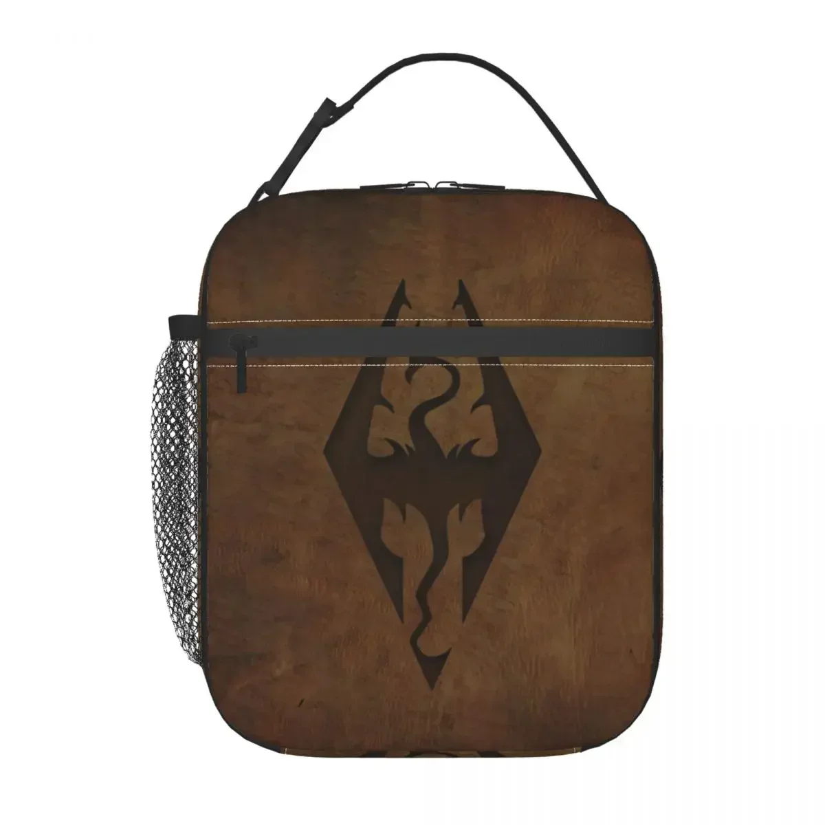 Skyrim Worn Leather Emboss Insulated Lunch Bag for Women Resuable Video Games Cooler Thermal Lunch Tote Kids School Children