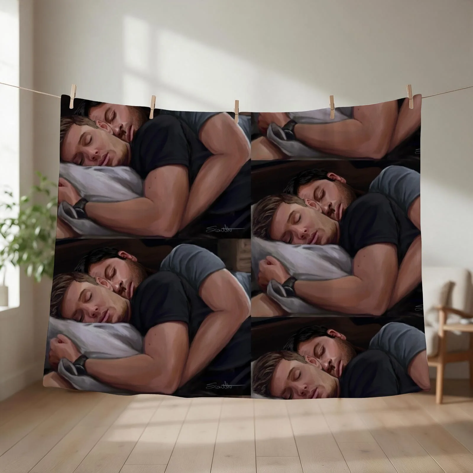 Destiel Cuddles 2 Throw Blanket