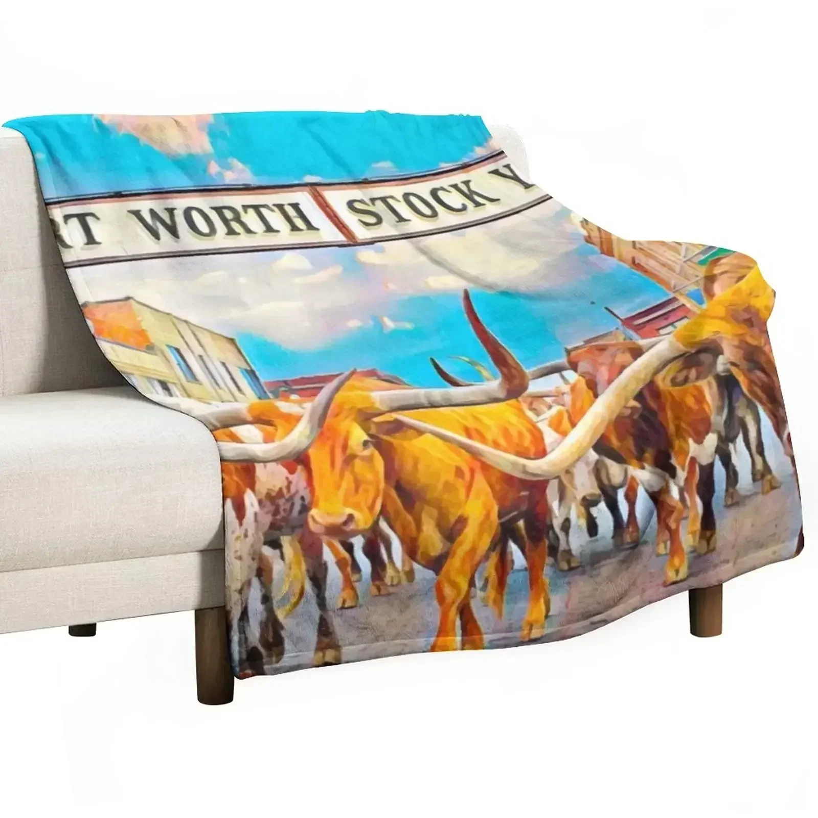 Fort Worth, Texas Throw Blanket Cute Plaid anime Bed linens Shaggy Blankets