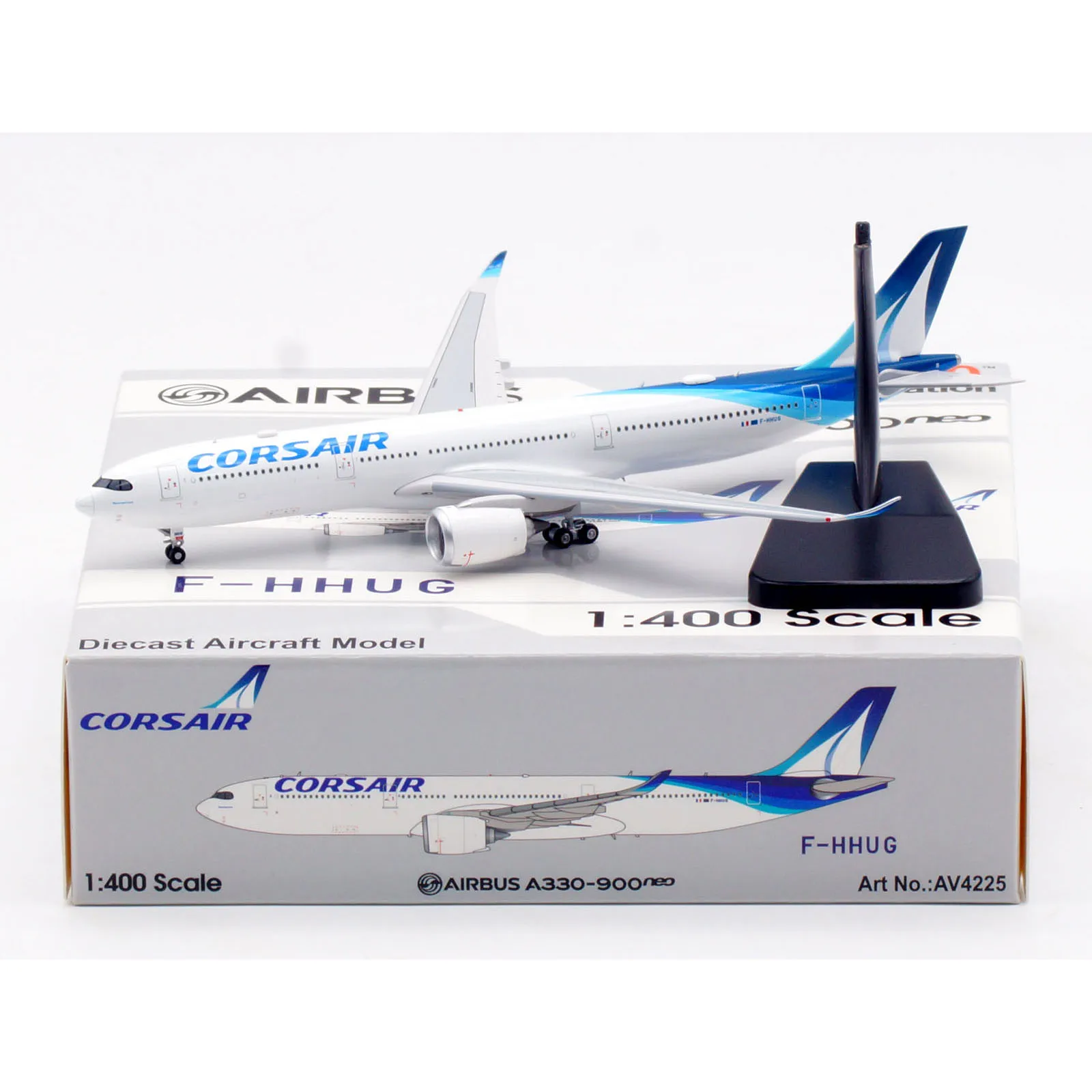 AV4225 Alloy Collectible Plane Gift Aviation 1:400 Corsair Airbus A330-900 Diecast Aircraft Model F-HHUG With Tractor & Stand