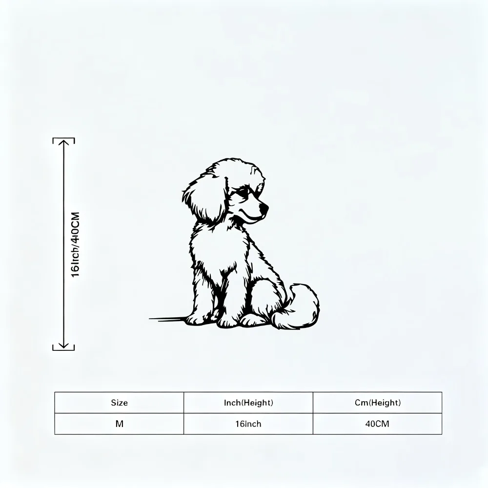 Cute Poodle Iron Wall Art Metal Decor Pet Lover Living Room Garden Fence Hook Rustproof Gift Ornament