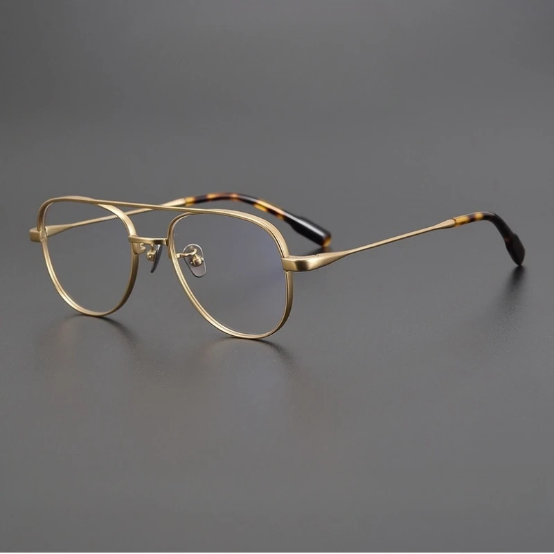 

Vintage Wide Oval Pilot Style Optical Titanium Eyeglass Frame OG Key Double Bridges Design Original Quality Women Man Eyeglasses