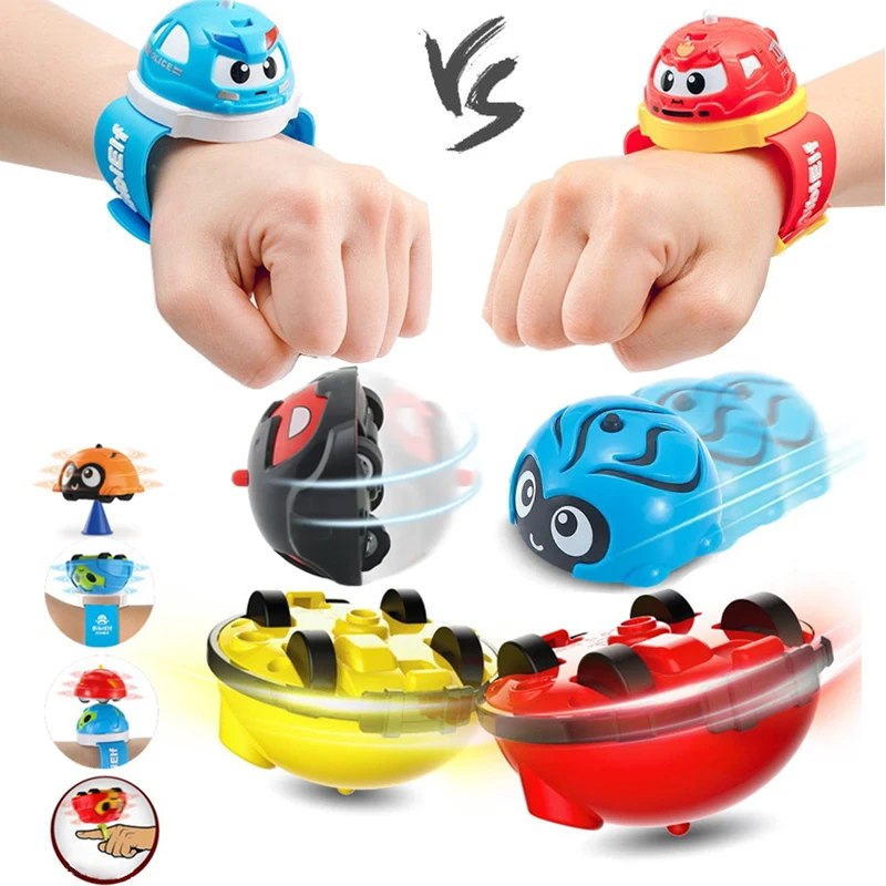 Children Cartoon Spinning Top Gyroscope Inertial Toy Car Gyro Stacked Rotate Mini Car Stunt Fancy Funny Gift Educational Toy