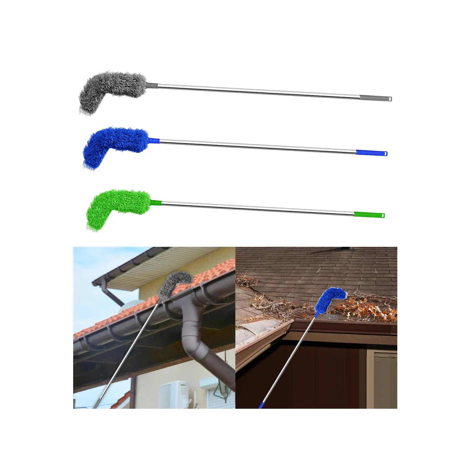 Gutter Brush Cleaning The Leaves, Debris And Twigs of Gutters Extendable Pole 86.6inch Gutter Cleaning Tool Adjustable Angle