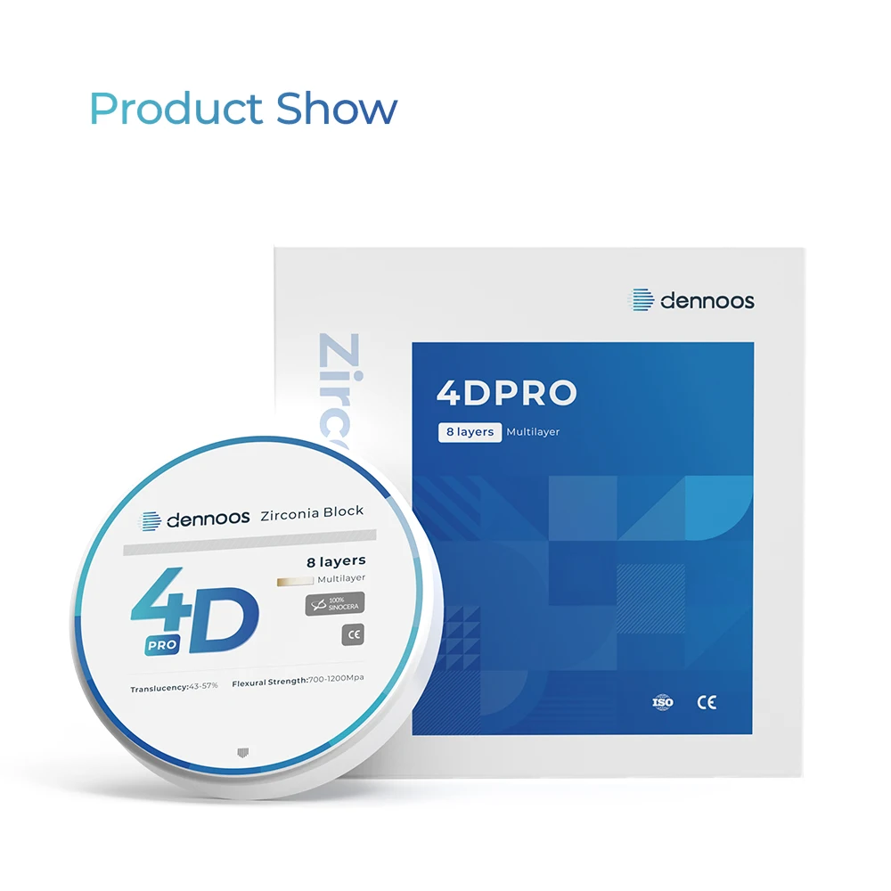 Dennoos 4D Pro Dental Multilayer Zirconia Block Disc CAD CAM Dental Lab Super Translucent 98mm Best Natural Gradient Transition