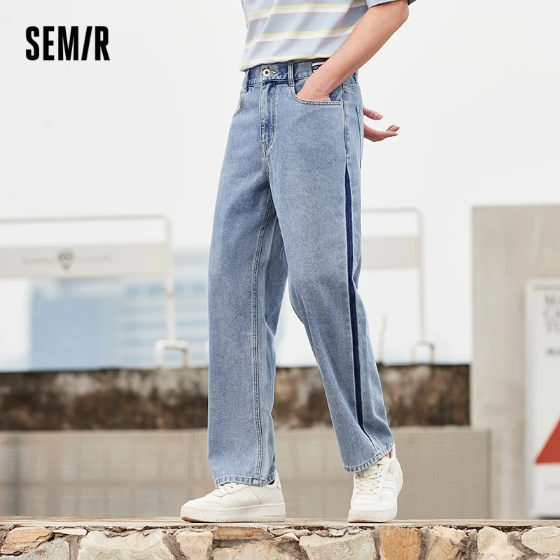 

Semir Jeans Men Retro Hong Kong Style 2024 Summer New Fashion Couple Models Loose Straight Wash Trousers Tide