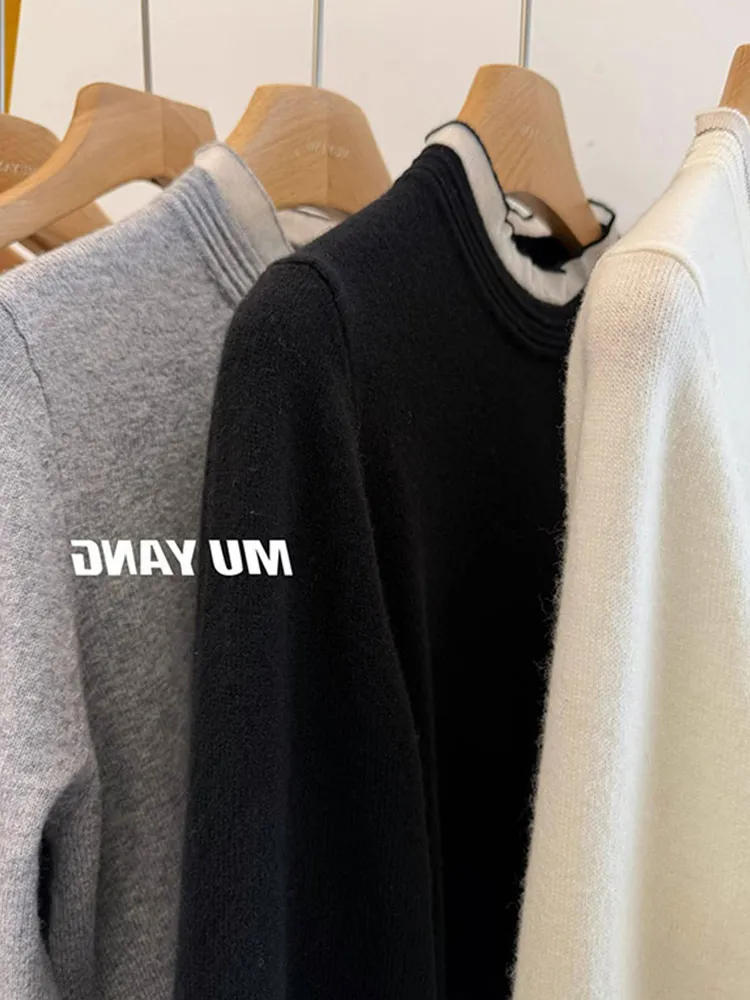 

Faionable Knitted Sweater Casual Loose Long Sve Overhead Comfortable Korean Sle Patchwork Design Commute Wind Regular Fit