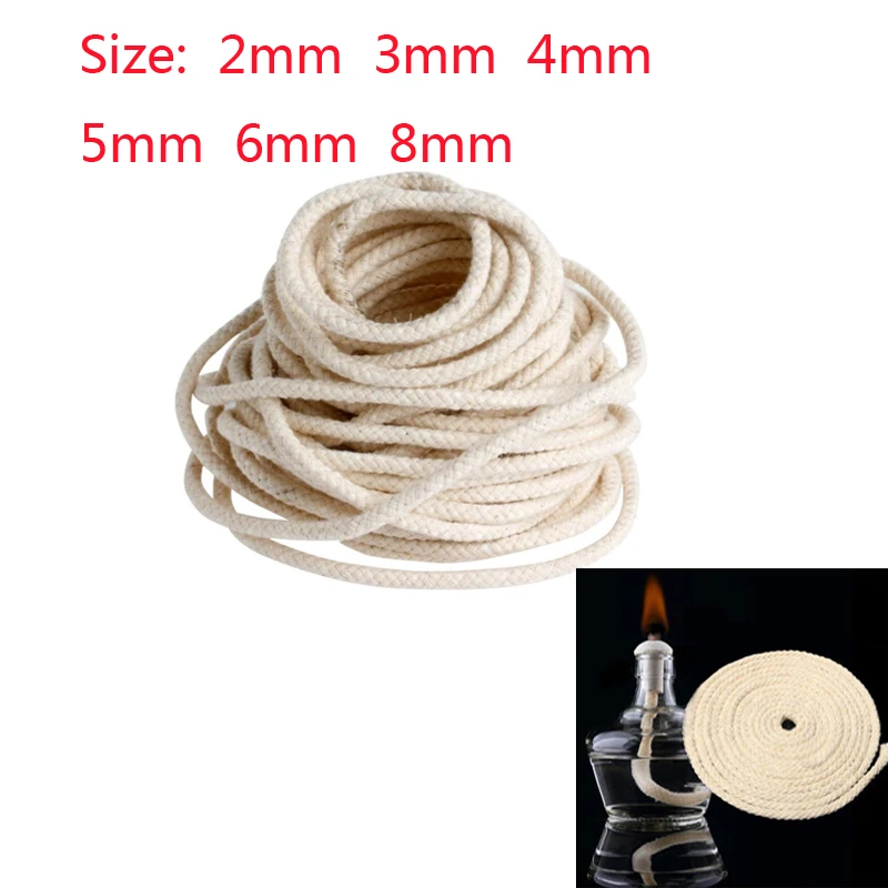 2/3/4/5/6/8mm round cotton wick burner,for Alcohol lamp torch oil wine bottle product-5m