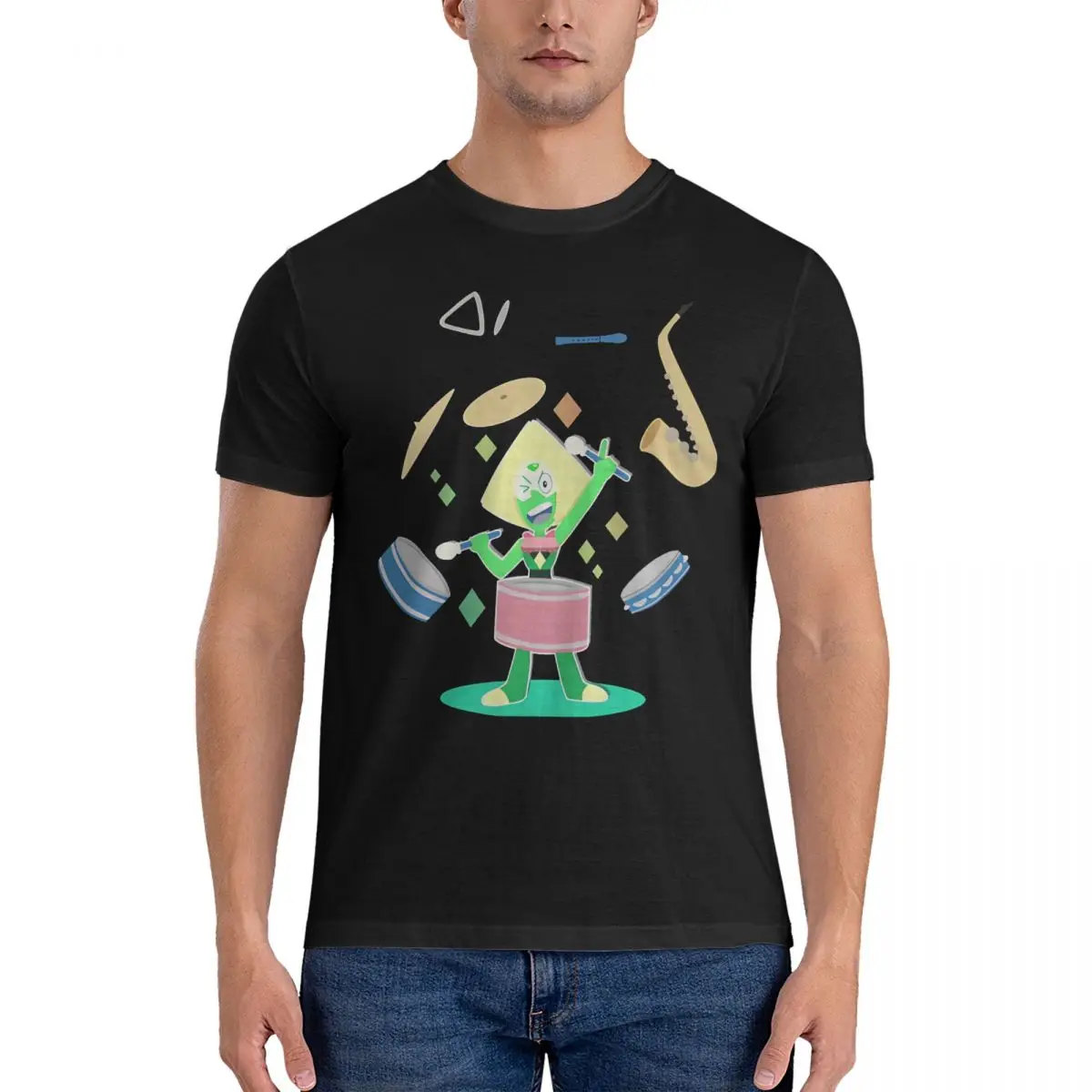 Men's Peridot's One Gem Band T Shirt Steven Universe Cotton Clothing Novelty Short Sleeve Round Neck Tees Party T-Shirt