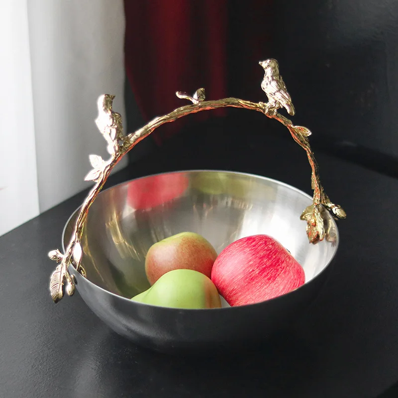 Light luxury metal fruit plate ornament model room New Chinese festive storage plate ornament