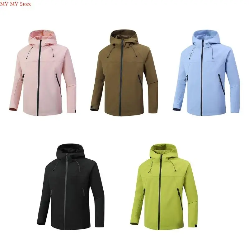 

Women's Casual Long Sleeve Hoodie Coat Water Resistant Windbreaker Zip Up Windproof For Camping And Travel Wear
