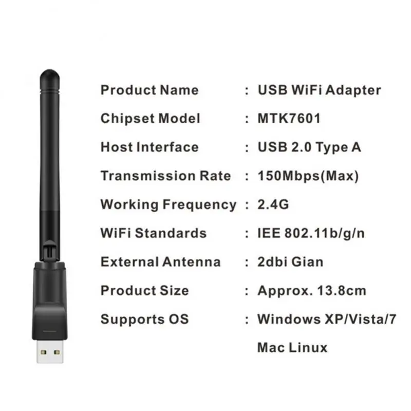 Adaptador USB WiFi para Freesat, 150 Mbps, DVB, S2, DVB, T2, Set Top Box, Alta Velocidade, Receptor Ethernet, V7S, V8 Super