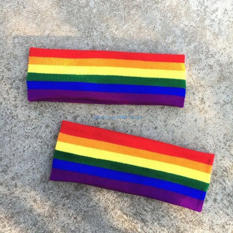 85LF японская милая вязаная широкая повязка на голову для женщин и девочек в радужную красочную полоску Hairba