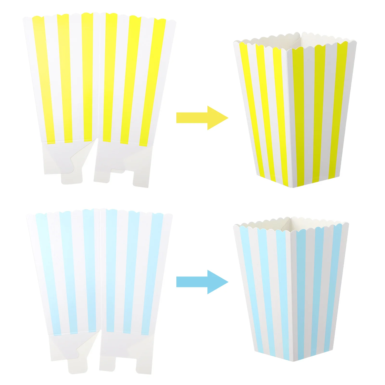 

60 Pcs Classic Striped Paper Box Travel Boxes Popcorn for Party 280g White Cardboard Creepy Carnival