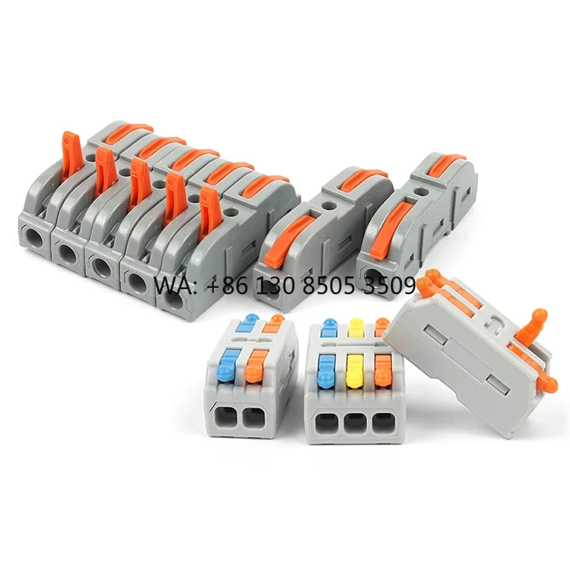 

Quick Electrical Lever Wire Connectors 2 Port 3 Port Cable Spring Splice Universal Compact Clamp Mini Wiring Terminal Connector