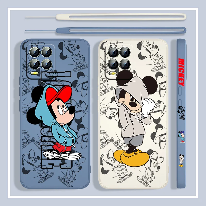 Mickey Minnie Disney Cute For Realme Q3S GT 2 S7 ST S2 C25Y C21Y C11 C17 Narzo 50A 50i 30 20 Liquid Left Rope Phone Case Capa