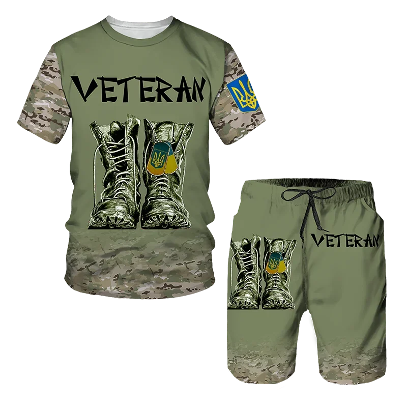 

Ukraine Special Forces 2Pcs 3D Camouflage Sets T-shirt +Shorts 2pcs set New Suit Boys T-shirts Fashion Oversized Casual Clothes