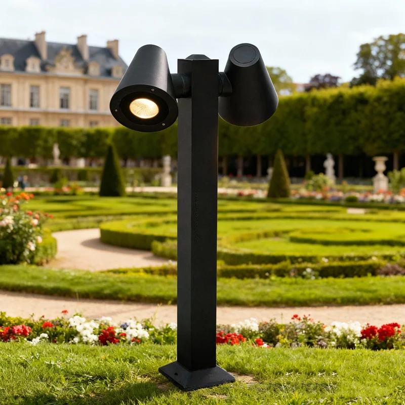 Double Head Waterproof Outdoor Lawn Light Rotatable Circular Garden Lighting for Villa Courtyard Landscape Illumination