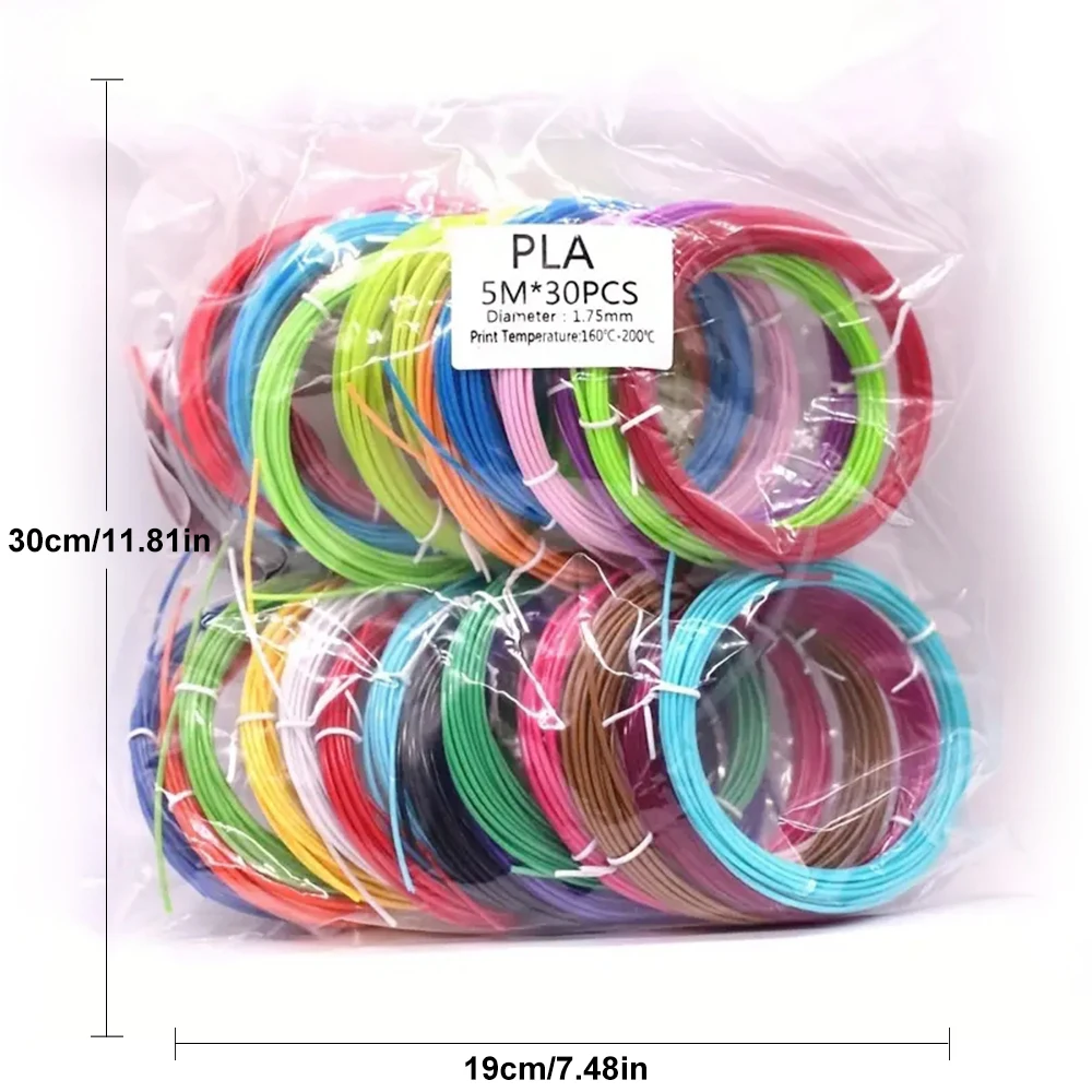 10/20/30 kleuren 3D-penfilament 1,75 mm PLA, elke kleur 16,4 voet (5 m), totaal 492 voet (150 m) 3D-penfilament, willekeurige kleur