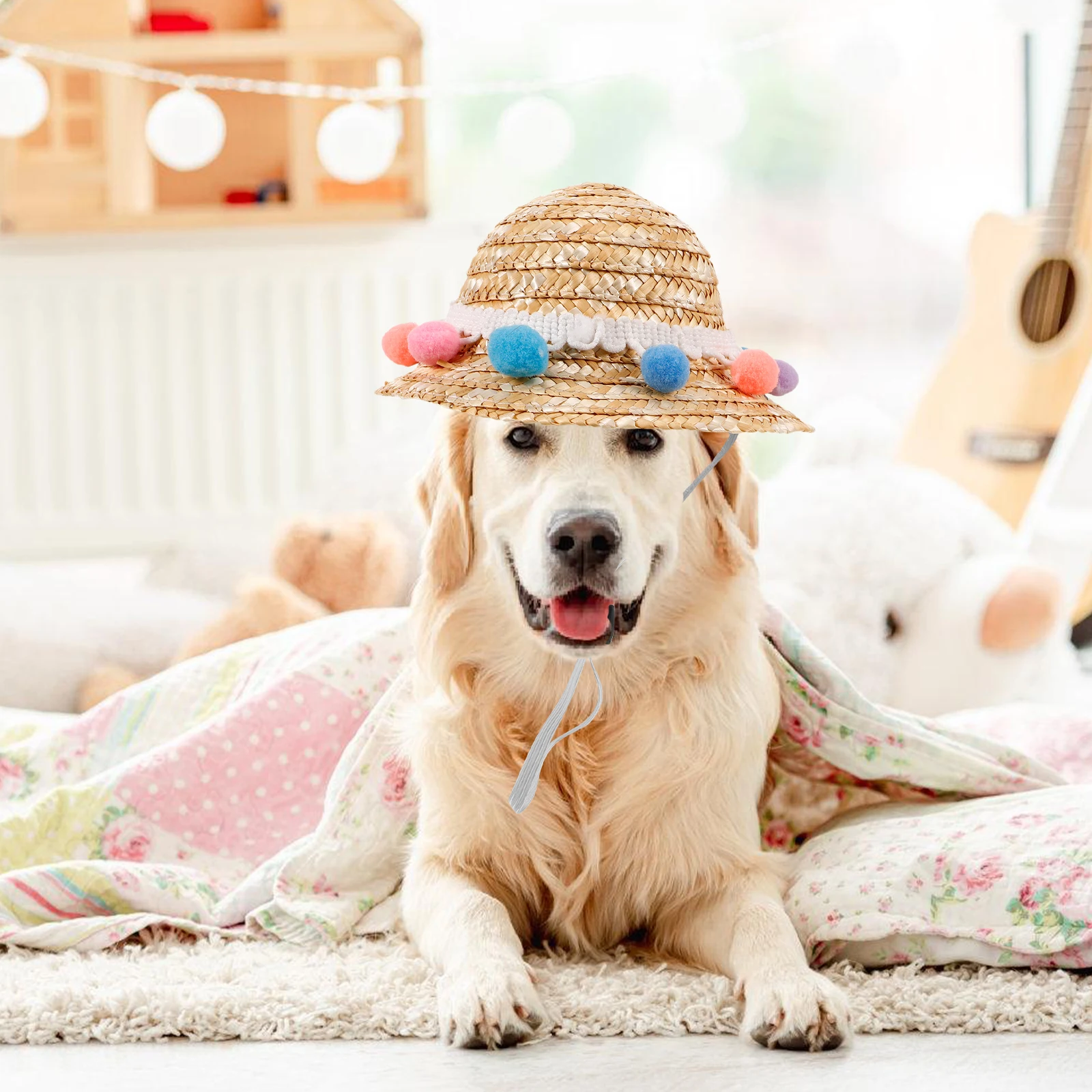 

Pet Hat Fashionable Straw Dog Cat Hats Lightweight Durable Photo Party Holiday Supply Mini Sombrero Pet Household Decorative