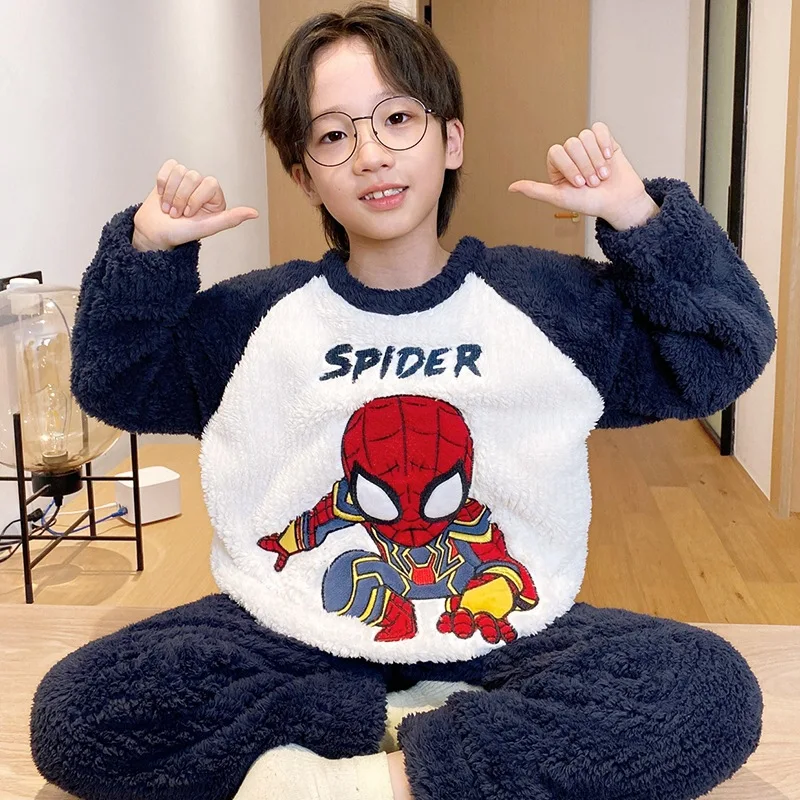 

Children's Autumn Winter Pajamas Boys' Flannel Loungewear Thick Coral Fleece Robe New Styles for Boys