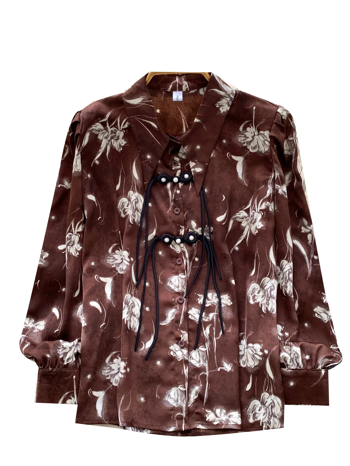 

Новый китайский женский атласный кардиган на пуговицах с принтом irt, свободный крой, дышащий, приятный для кожи, длинный свек, одежда для поездок на работу