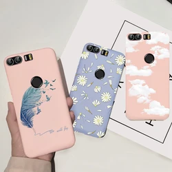 Case For Honor 8 Floral Print Phone Cases For Huawei Honor 8 Black Silicone Soft Cover For Honor 8 FRD-L09 Good Usability