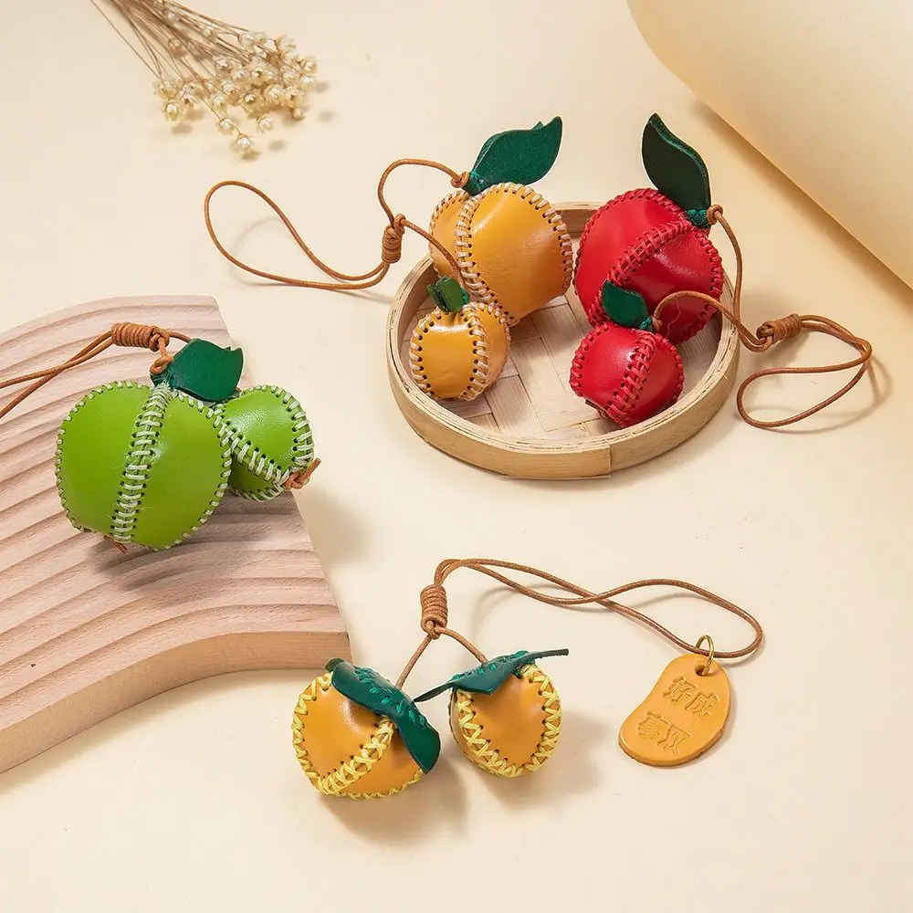 

Cute Hanger Fruit Pendant Pear Strawberry Leather Keychain Handmade Cartoon Bag Pendant Car Accessory