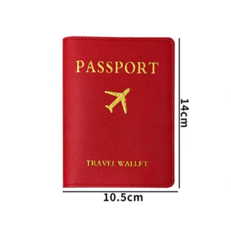 PU Leather Travel Wallet Passport Holder with ID Credit Card Slot Pocket Plane Pattern Passport Cover Case Sleeve Protector