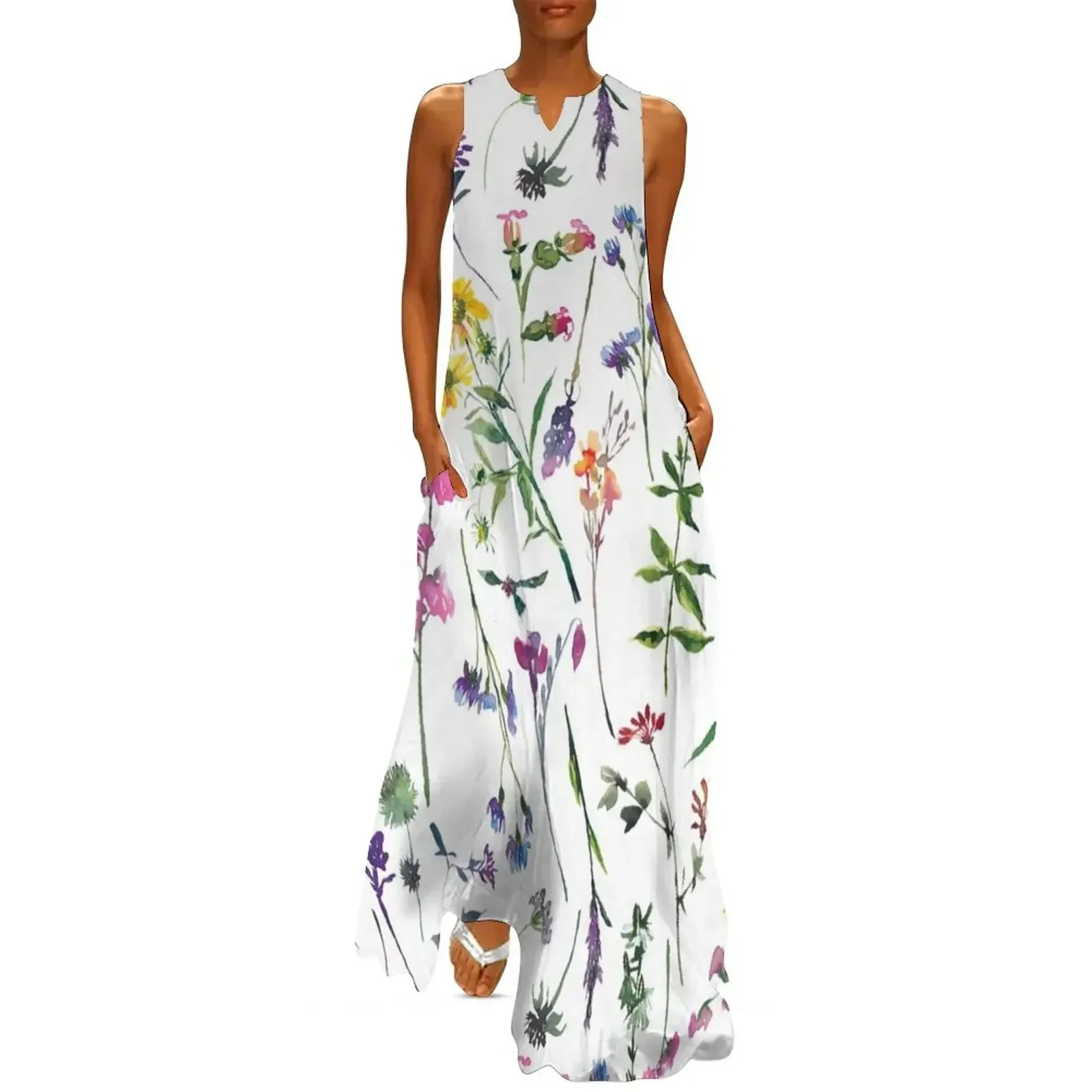 

Wild Flowers Meadow Long Dress Woman clothing elegant women's dresses sale Evening dresses Dress