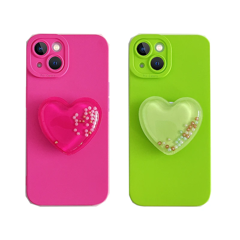 2022 Fluorescence couple Love quicksand soft silicon Phone Case For iphone 14 13 12 11 Pro Max Xs X XR 7 8 Plus SE 3 stand Cover