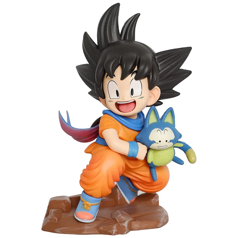 10cm Dragon Ball Anime Character Wukong Embraces Pula Gk Follower Pulya Wooden Tea Figurine Collection Model Toys Ornaments