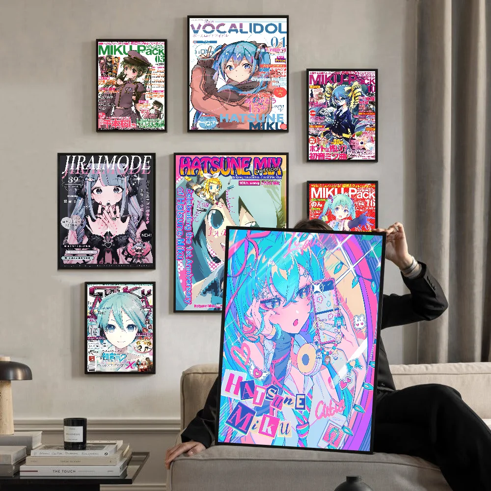 H-Hatsune Anime M-MIKU DIY Sticky Poster Whitepaper Prints Posters Artwork Vintage Decorative Painting