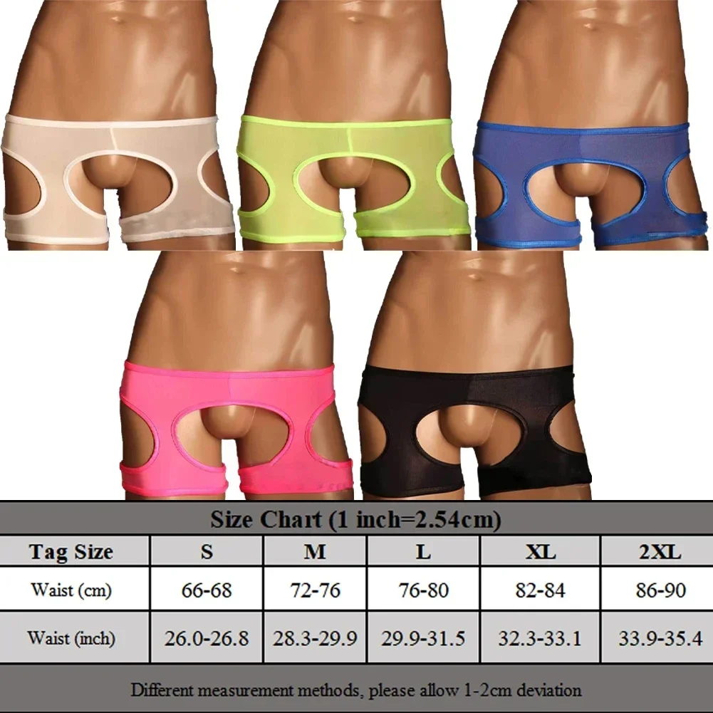 Mens Sexy Hollow Briefs Low Rise Pouch Jockstrap Ultra-thin Translucent Underwear Open Crotch Underpants Knickers Bikini