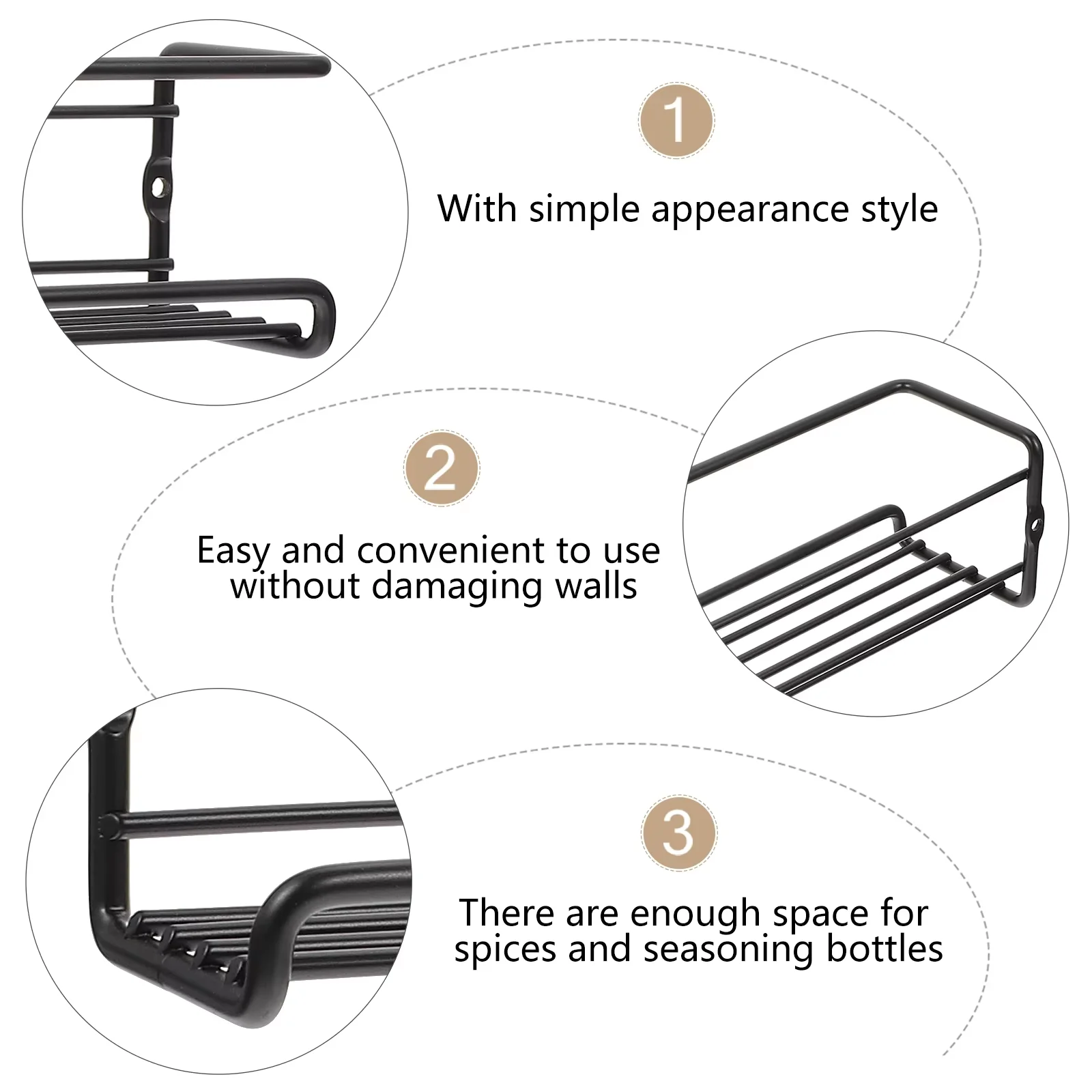 2 قطعة/4 قطعة رف زجاجات التوابل، رف تخزين مثبت على الحائط، مناسب للمطبخ، سهل التركيب