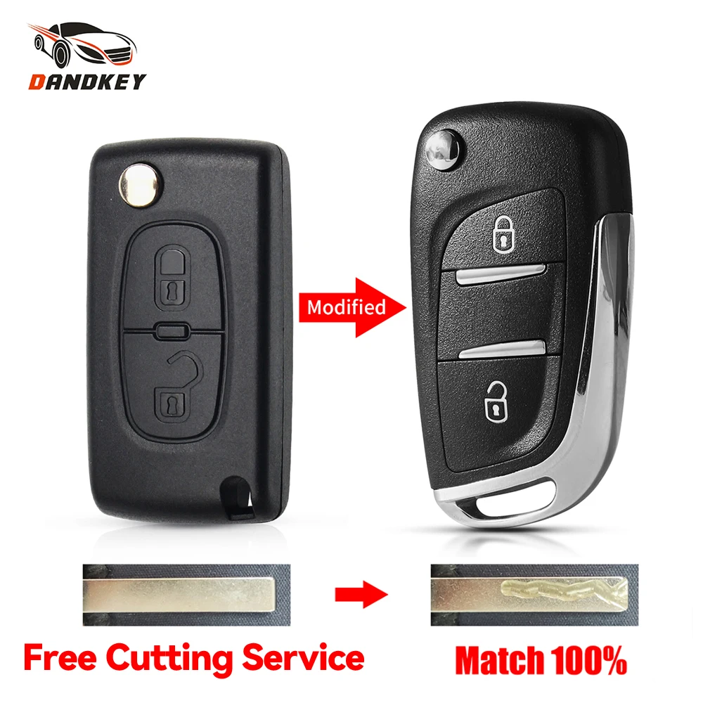 

Dandkey With Cutting Service For Peugeot 207 307 407 3008 5008 For Citroen C2 C3 C4 C5 C6 C8 Remote Flip Key Shell Case 2 BTN