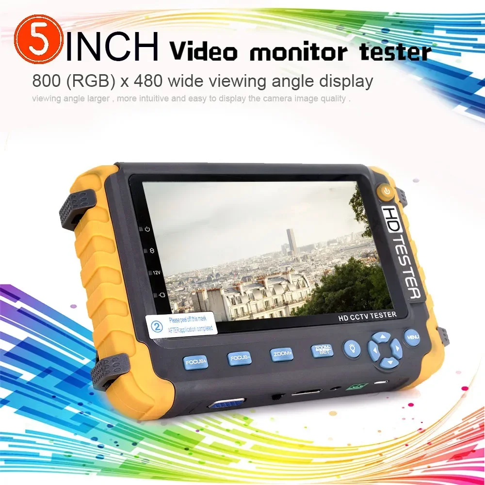 CCTV Video Camera Testing 5 inch TFT LCD 8MP TVI AHD 8MP CVI CVBS Analog CCTV Tester VGA HDMI Input Camera Video Monitor Tester
