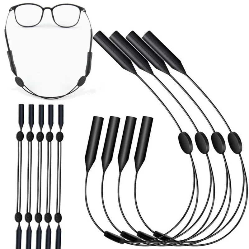 5 Stück universell verstellbare Brillenhalterung für Sport-Sonnenbrillen, rutschfestes Seil, Unisex-Gurt, Sicherheitsbrillenhalter, einziehbar – Detail 2