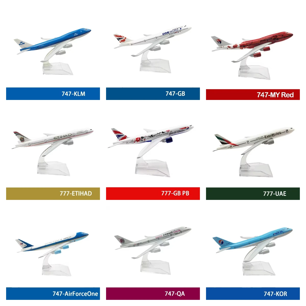 16CM Diecast Alloy 737 747 757 777 787 Airplane Model Toy Plane Collected Gift Series for Collectible Display